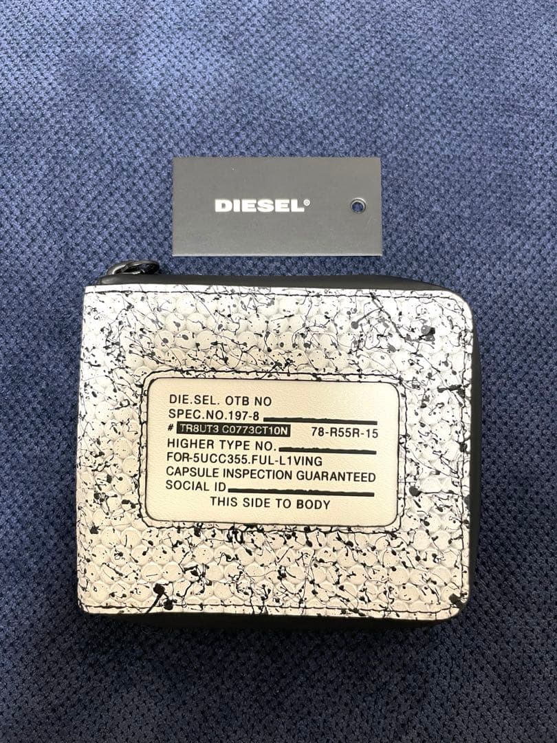 DIESEL ディーゼル ラウンドファスナー財布 総柄 白 ホワイト