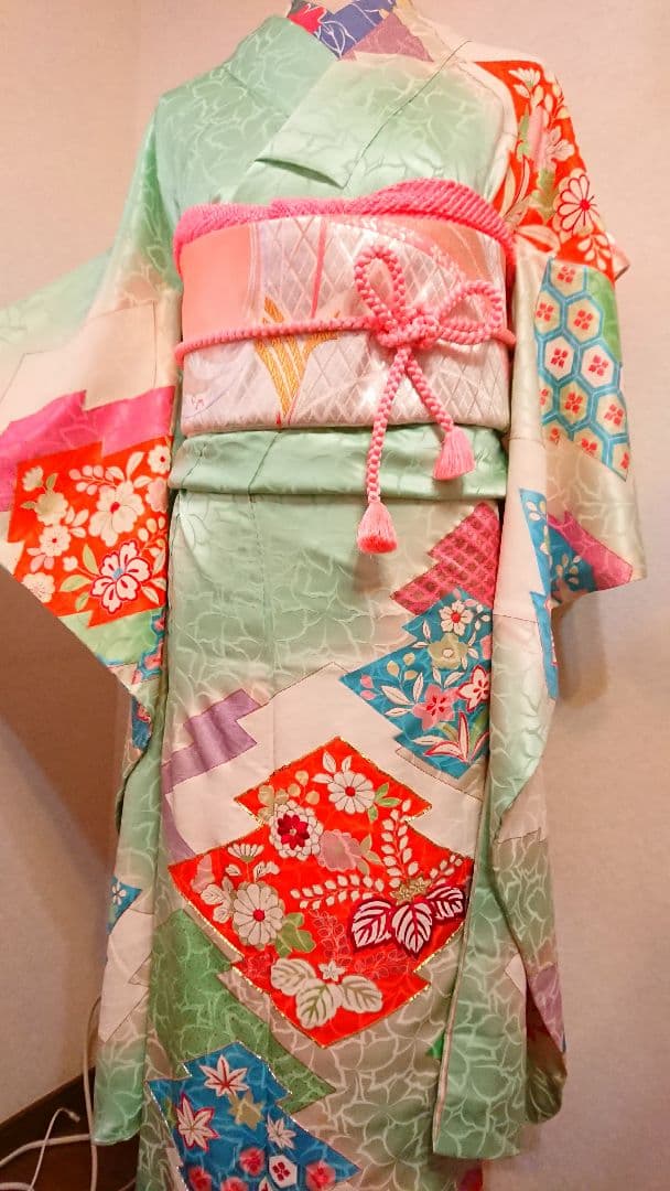 個性派振袖コーデセット振袖セットセミアンティーク振袖袋帯セット大正ロマン刺繍