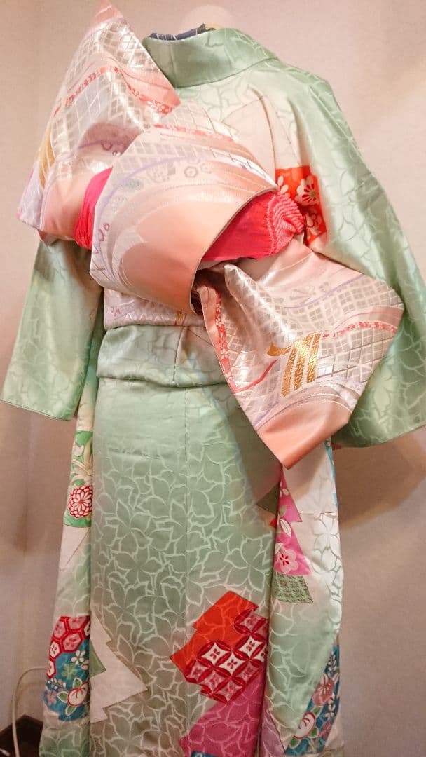 個性派振袖コーデセット振袖セットセミアンティーク振袖袋帯セット大正ロマン刺繍