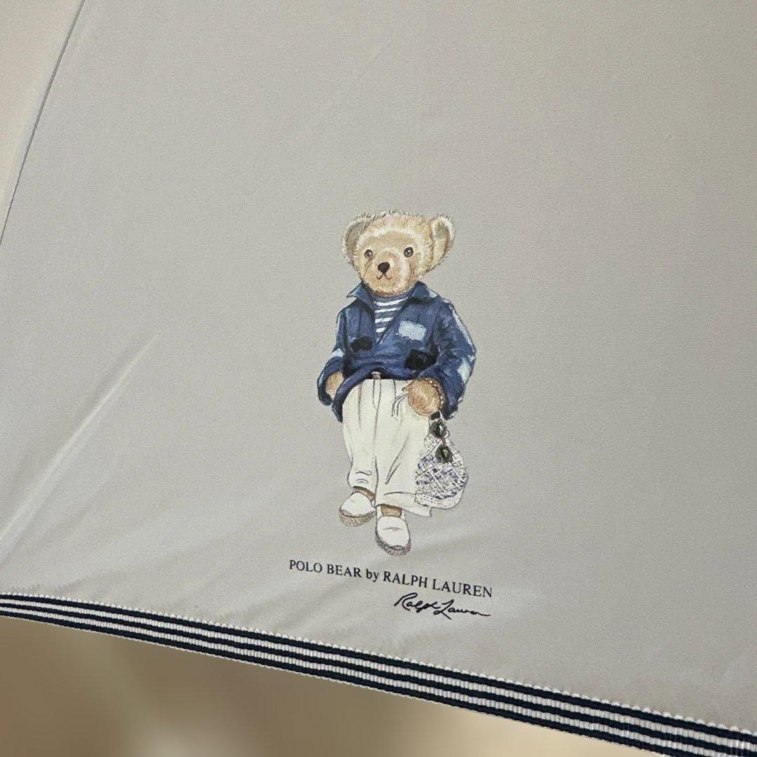 新品未使用タグ付　ポロラルフローレン晴雨兼用長傘 ポロベア　グレイッシュホワイト