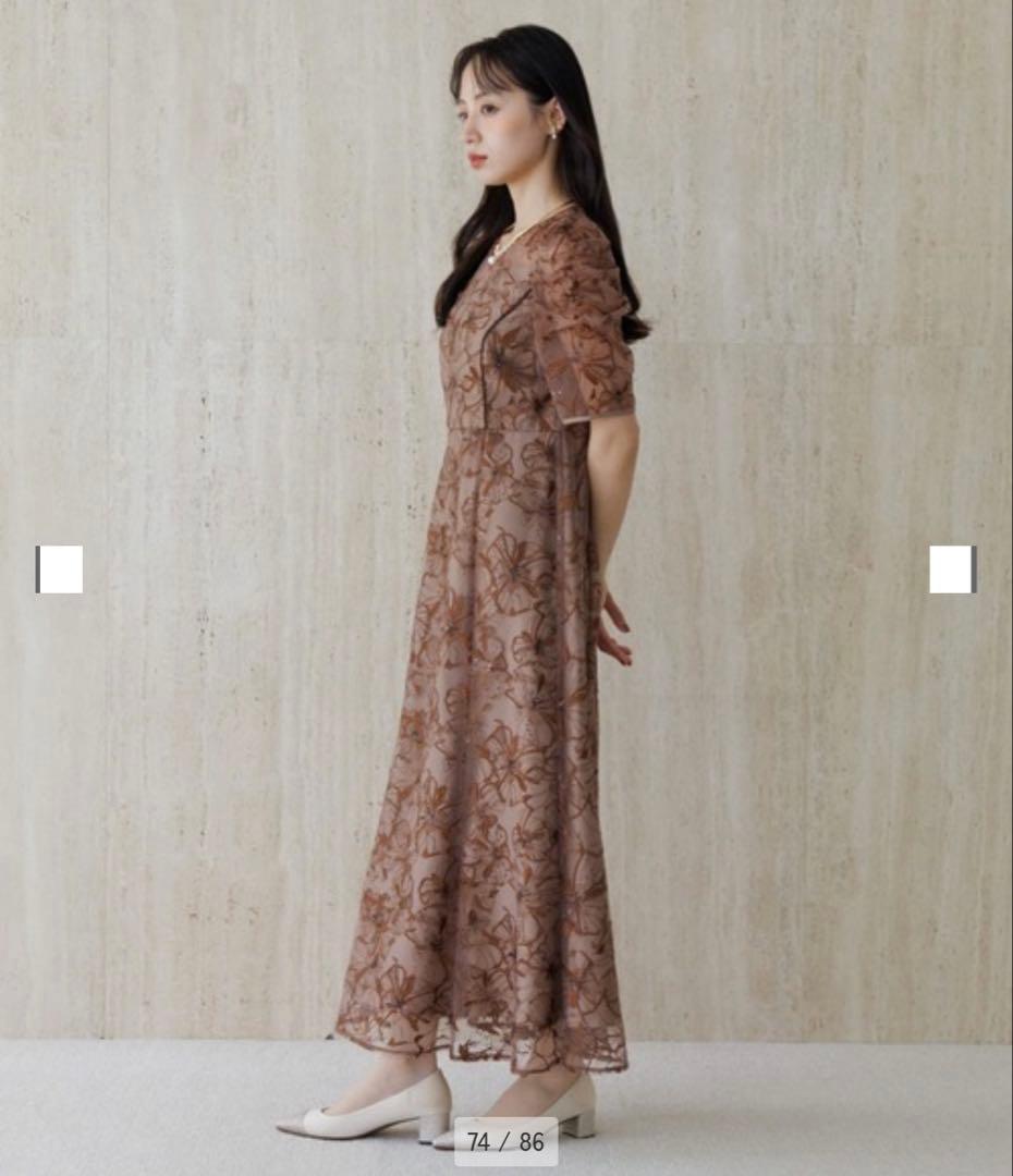 formforma フォルムフォルマ スパンコール刺繍レース ワンピースドレス