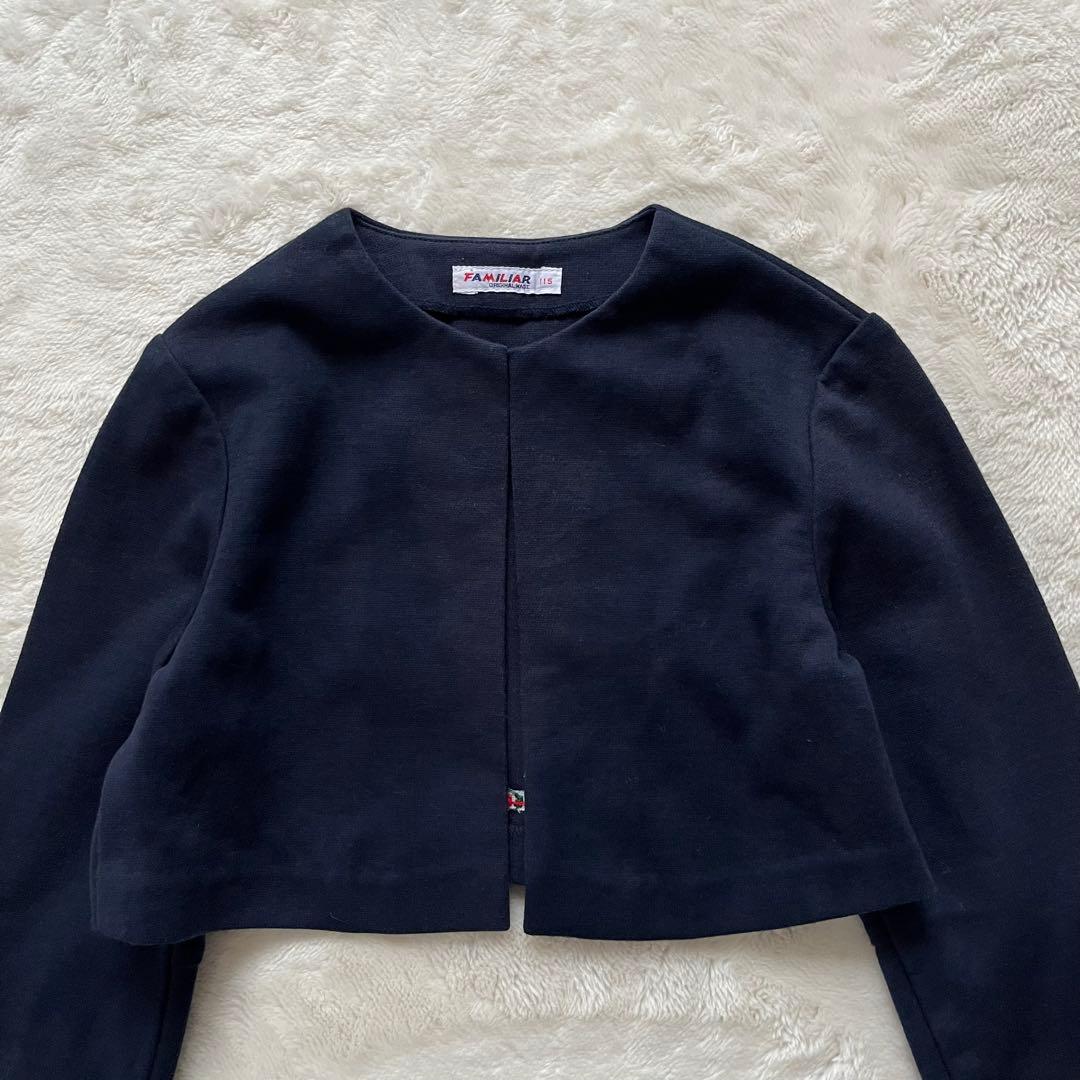 美品✨ファミリア　フォーマルアンサンブル　115 白襟ワンピース　ベア刺繍　くま