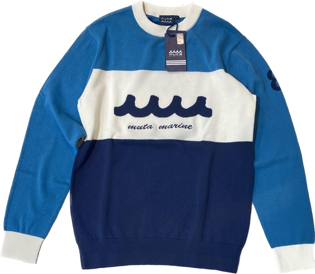 【新品】ムータマリンゴルフ　ニット　ブルー　メンズ　Ｓサイズ