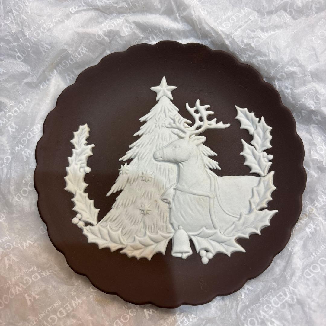  JASANN クリスマス 飾り皿　ダークブラウン色