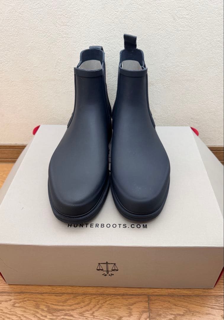 【未使用】HUNTER チェルシーラバーライドゴアブーツ ネイビー　26センチ