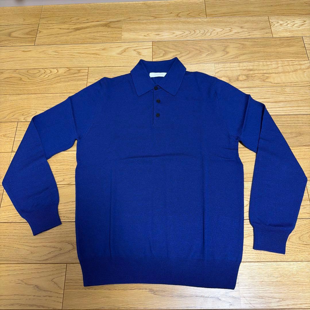 Cruciani クルチアーニ　ハイゲージ　長袖ニットポロ　サイズ46 ブルー