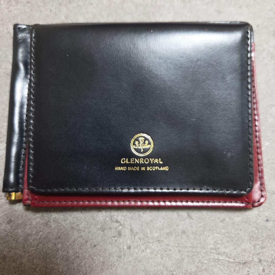 GLEN　グレンロイヤル ブライドルレザー マネークリップ 黒　赤