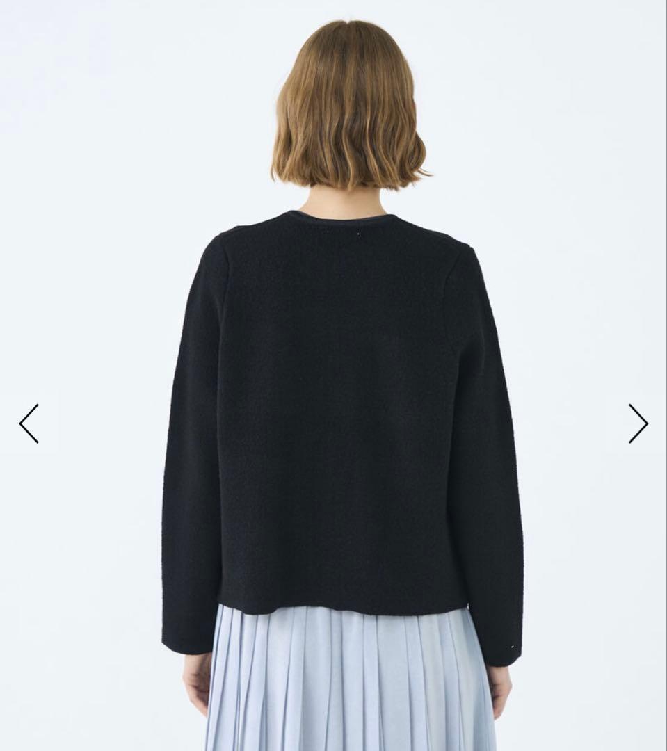 現行　Ballsey　ウールナイロンブークレーフロントオープンカーディガン　黒