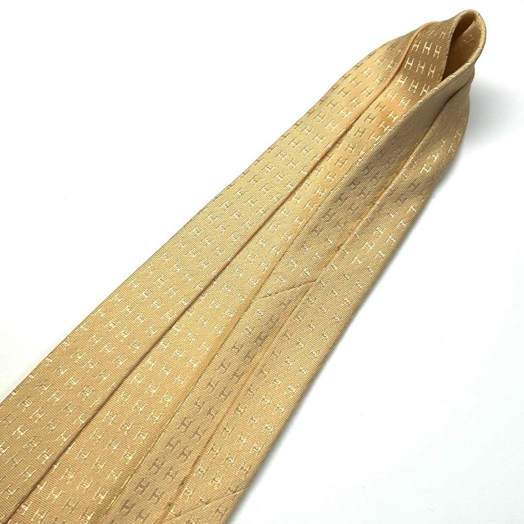 【未使用に近い✨】エルメス ネクタイ ベージュ ファソネH H柄 高級シルク