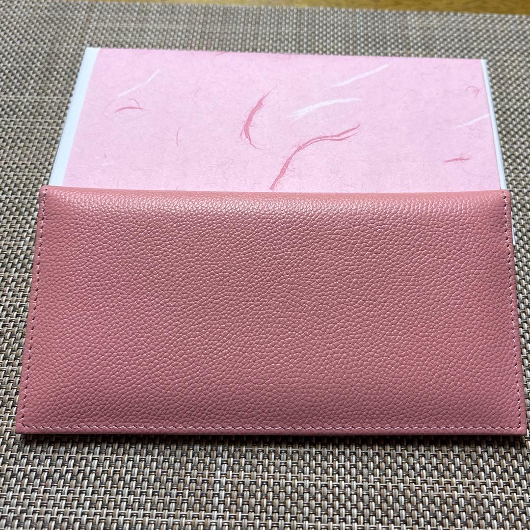 【箱入り】ピンク レザー　皇居財布　本革