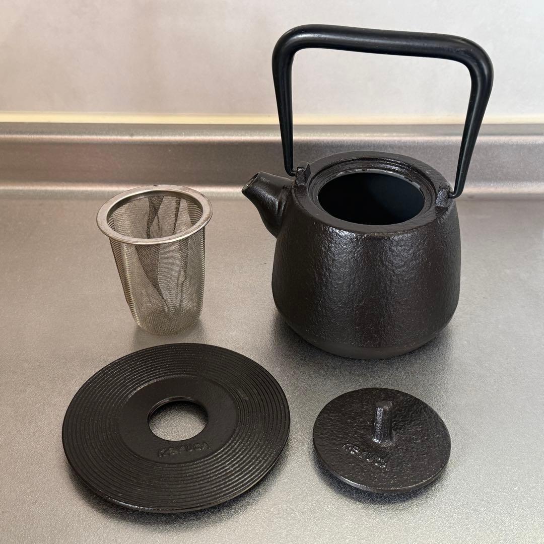 煎茶器 煎茶道具 鉄瓶 急須 350ml 小鉄瓶 瓶座 瓶台 【新品未使用】