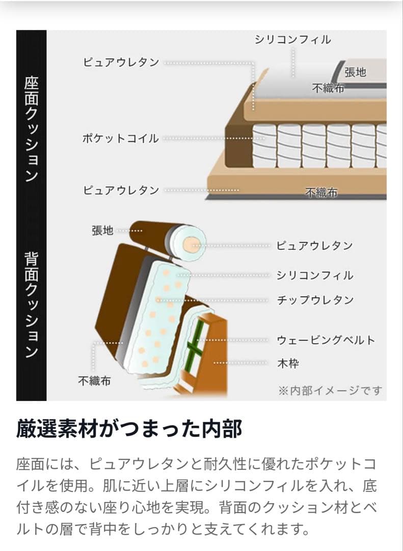 WATANABEカウチソファ 4人掛け LOWYA ハイバック 直接手渡し