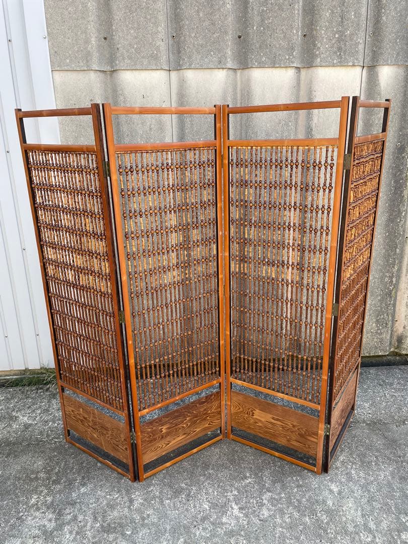 ビンテージ/古道具/当時物/木製/和風/衝立/パーテーション/4連/間仕切り