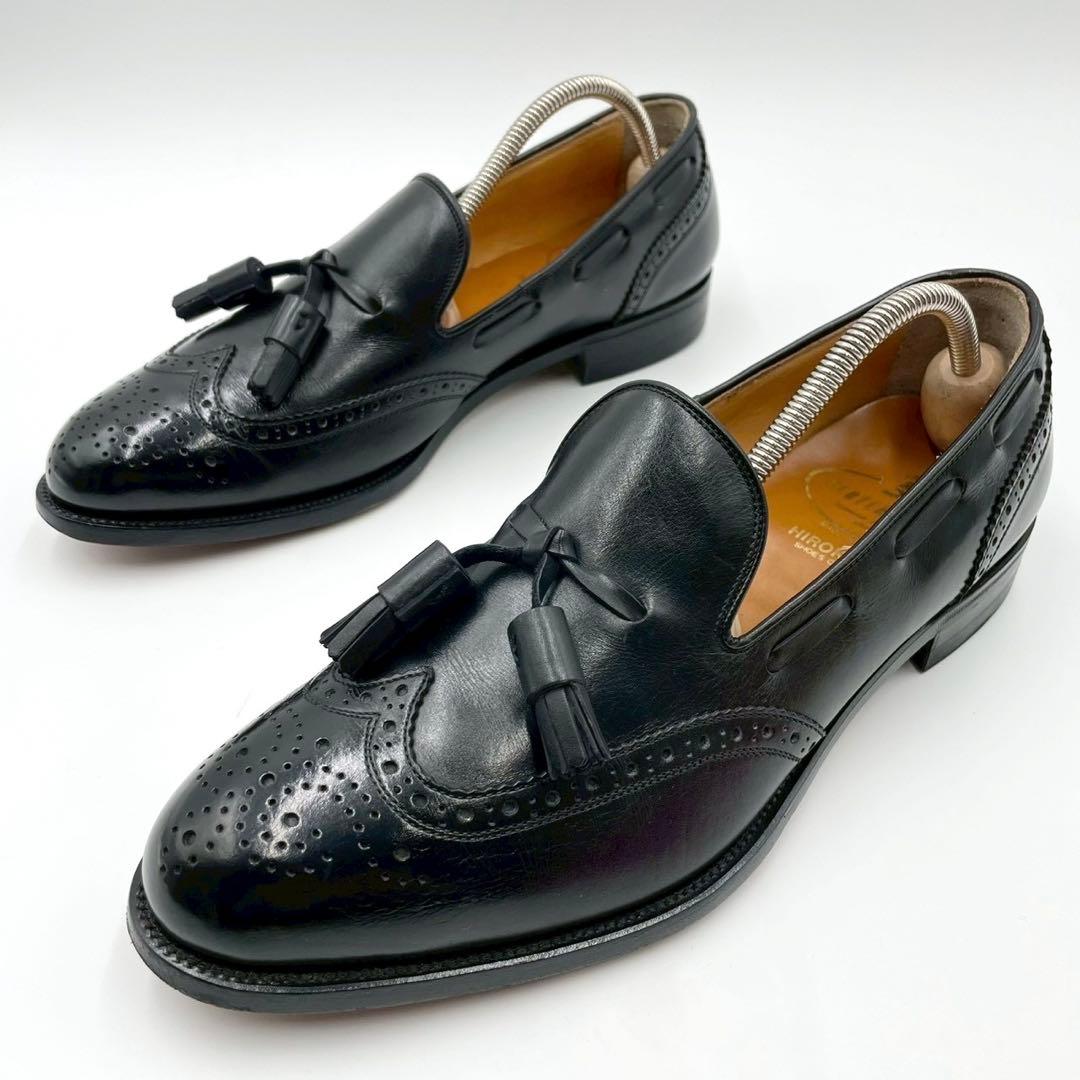 美品 スコッチグレイン タッセルローファー 817 黒 25.5EE Y1527