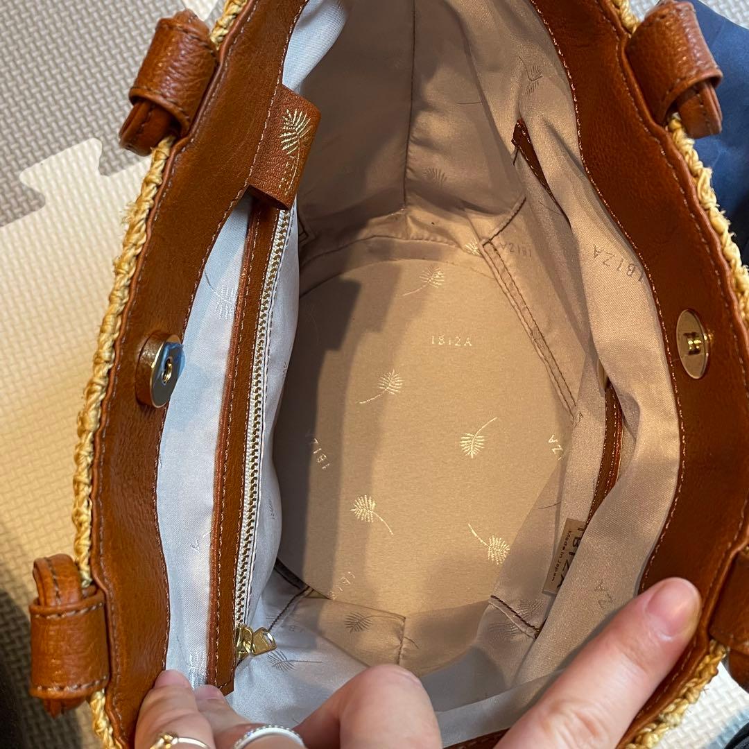 IBIZA イビザ　アバカ　ラフィアバッグ　ハンドバッグ　ロゴ