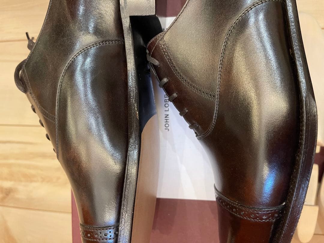 英国製新品JOHN LOBBジョンロブ フィリップ2最高級ライン濃茶 UK8.5
