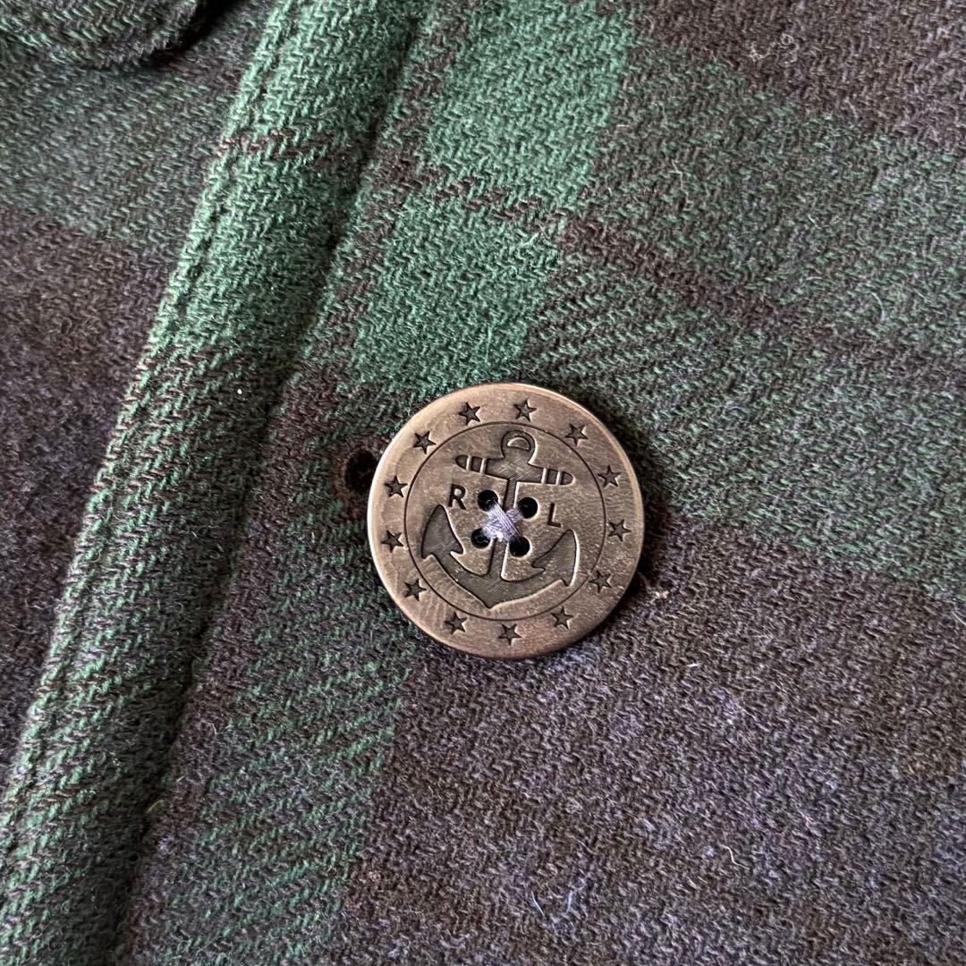 【美品✨】ポロラルフローレン　Pコート　チェック　ウール　ダブル　Ｌ　グリーン