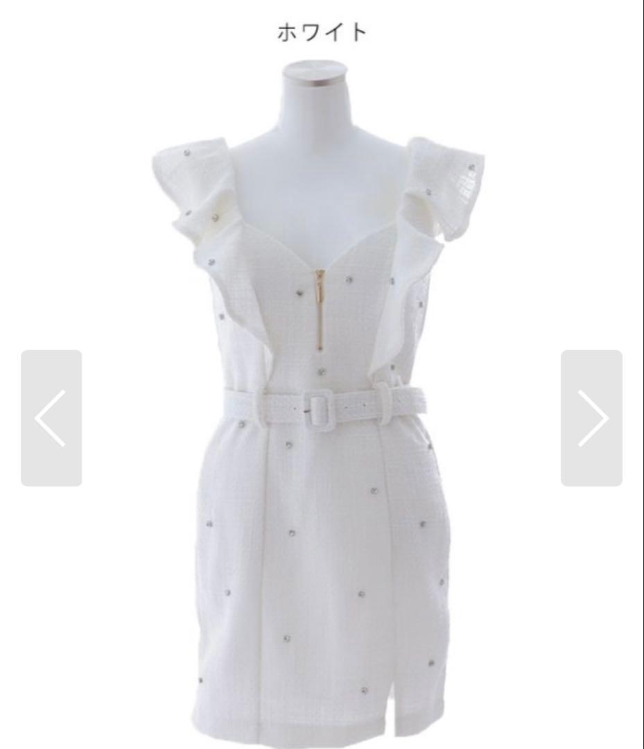 Jewels ビジューラメツイードフリルドレス