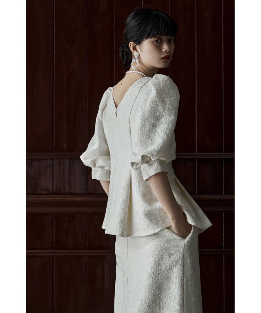 【すずらん】etoll. フラワージャガードセットアップドレス アイボリー