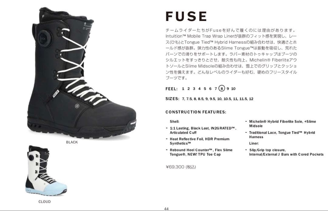 RIDE24-25/FUSE（フューズ）/ ライドスノーボードブーツ美品