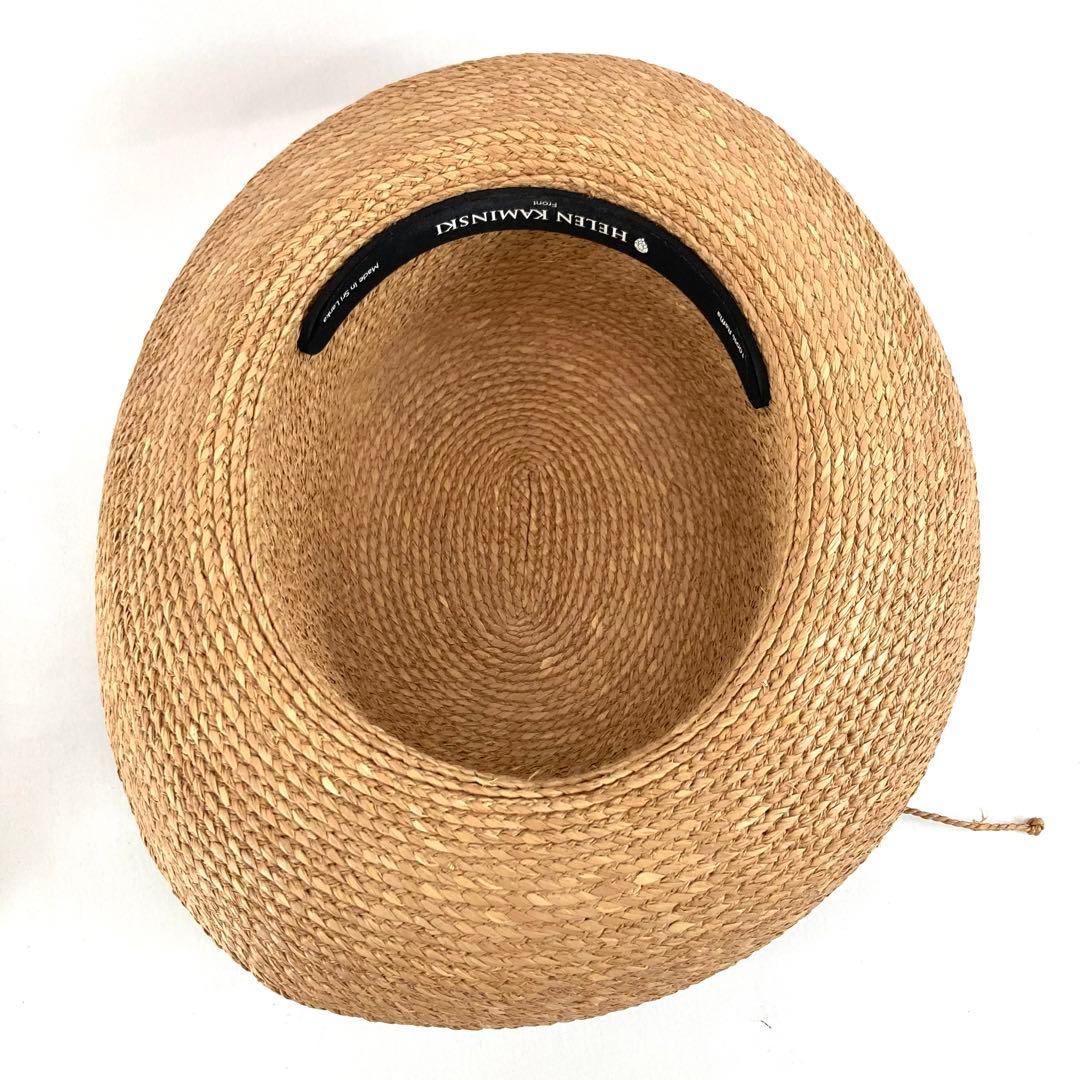 ヘレンカミンスキー ラフィアハット ナチュラルカラー リボンブラック