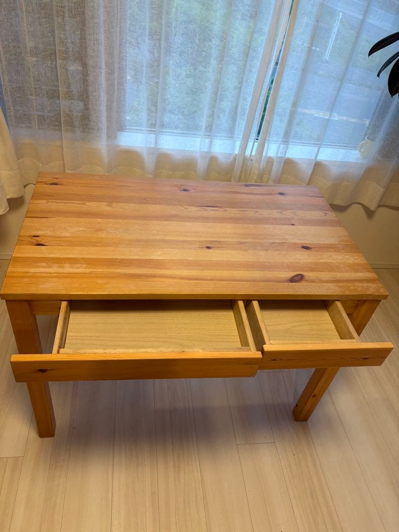 木製テーブル 2つの引き出し付き　無印良品