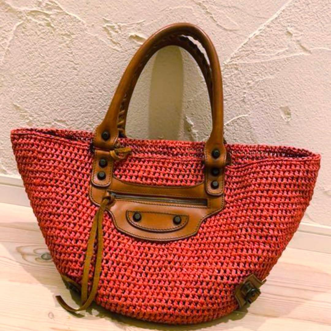 バレンシアガ　正規品　カゴバッグ　ラフィア