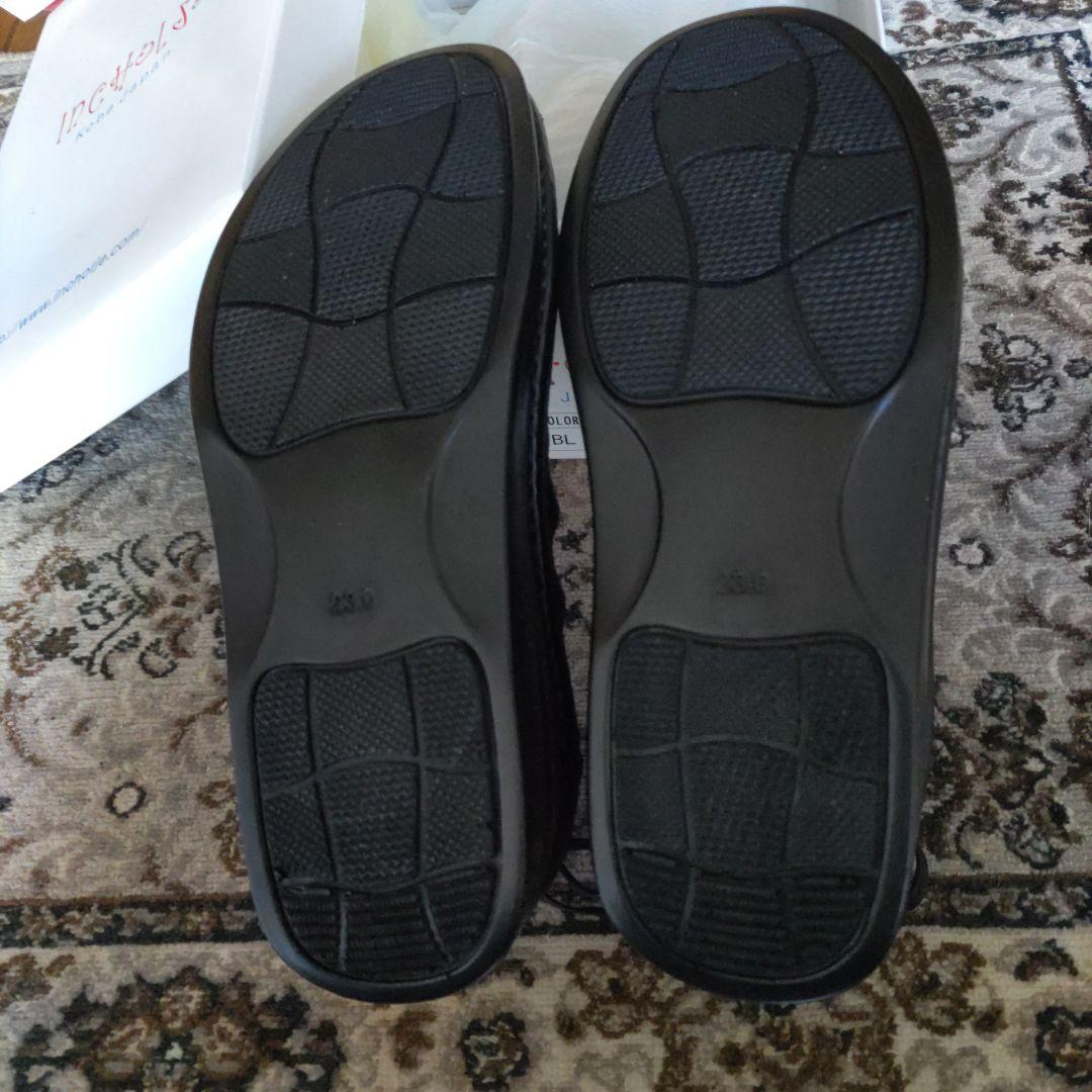 未使用 インコルジェ バレエシューズ 8394 レースアップ リボン ブラック