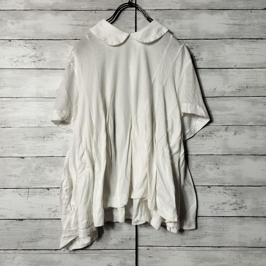 トリココムデギャルソン 半袖Tシャツ カットソー ブラウス 丸襟 白ホワイト