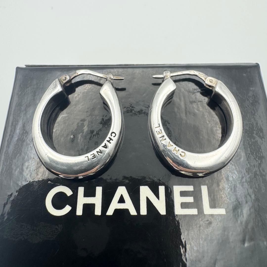 【美品】シャネル CHANEL ピアス フープ シルバー925 ヴィンテージ