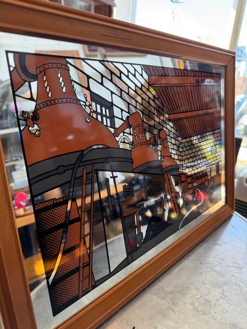 b*d様 ★レア★パブミラー　奥山義八郎　建造物版画・ニッカウヰスキー蒸溜工場