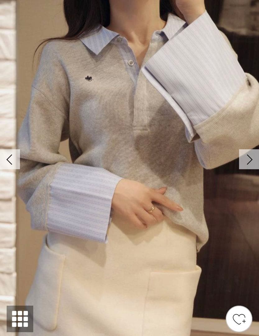 ラグナムーン LAGUNAMOON シャツカラーカフスニットプルオーバー