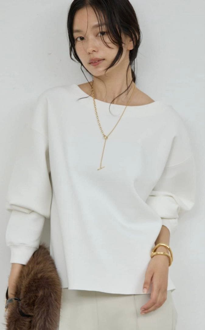 ★をい★GALLARDAGALANTE/ボートネックスウェット/ホワイト