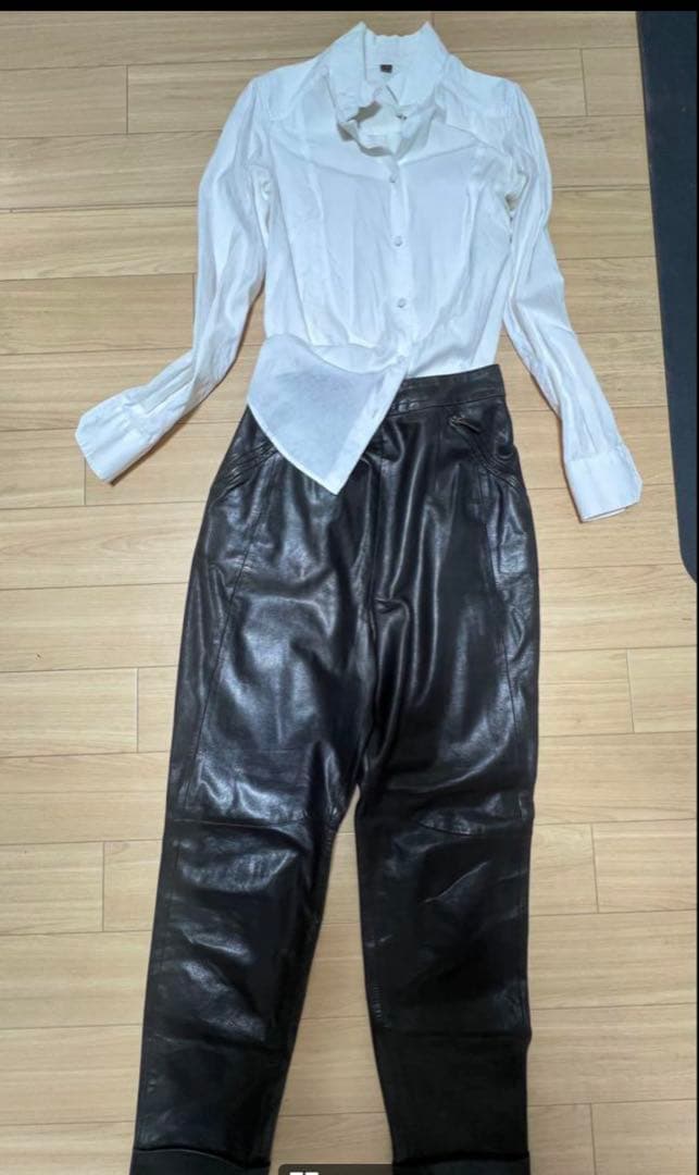 最高級 エルメス 本革 レザーパンツ 38