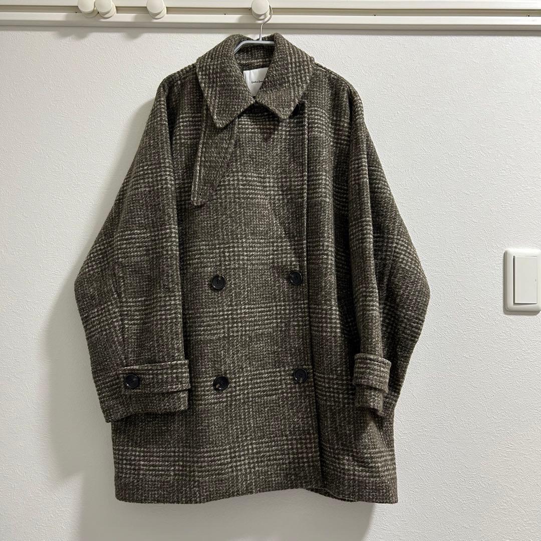 spick&span Wスライバーチェックハーフコート36 ブラウン