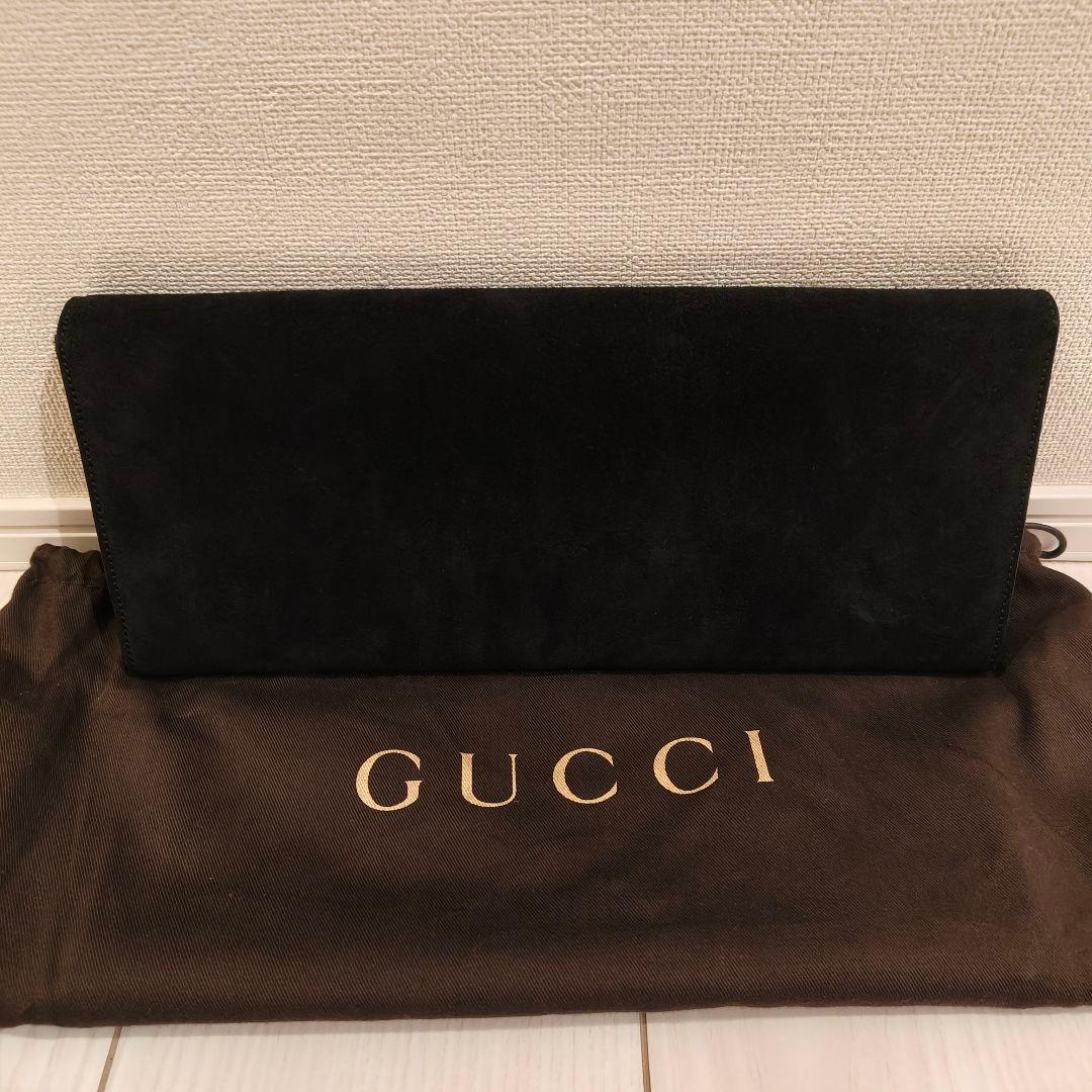 GUCCI ブラック スエード クラッチバッグ