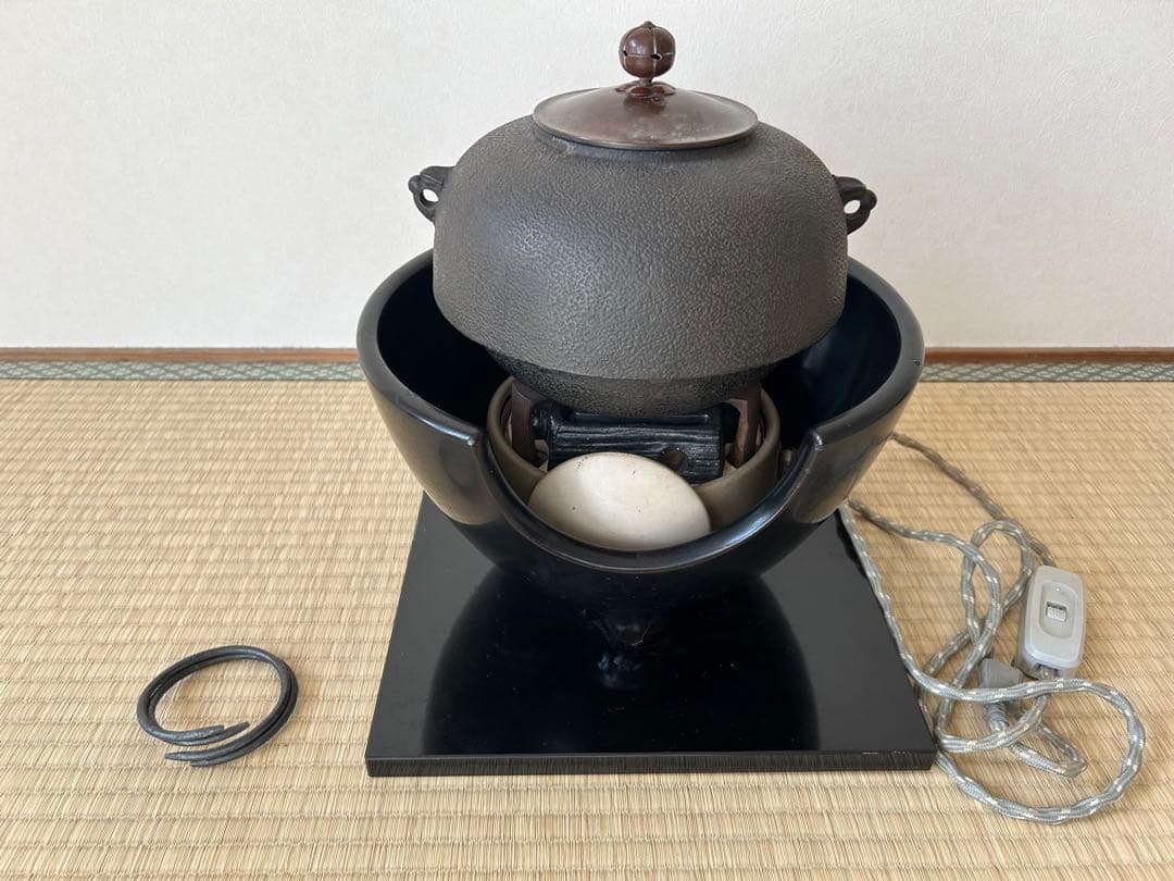 茶道　電気釜 黒色 鉄