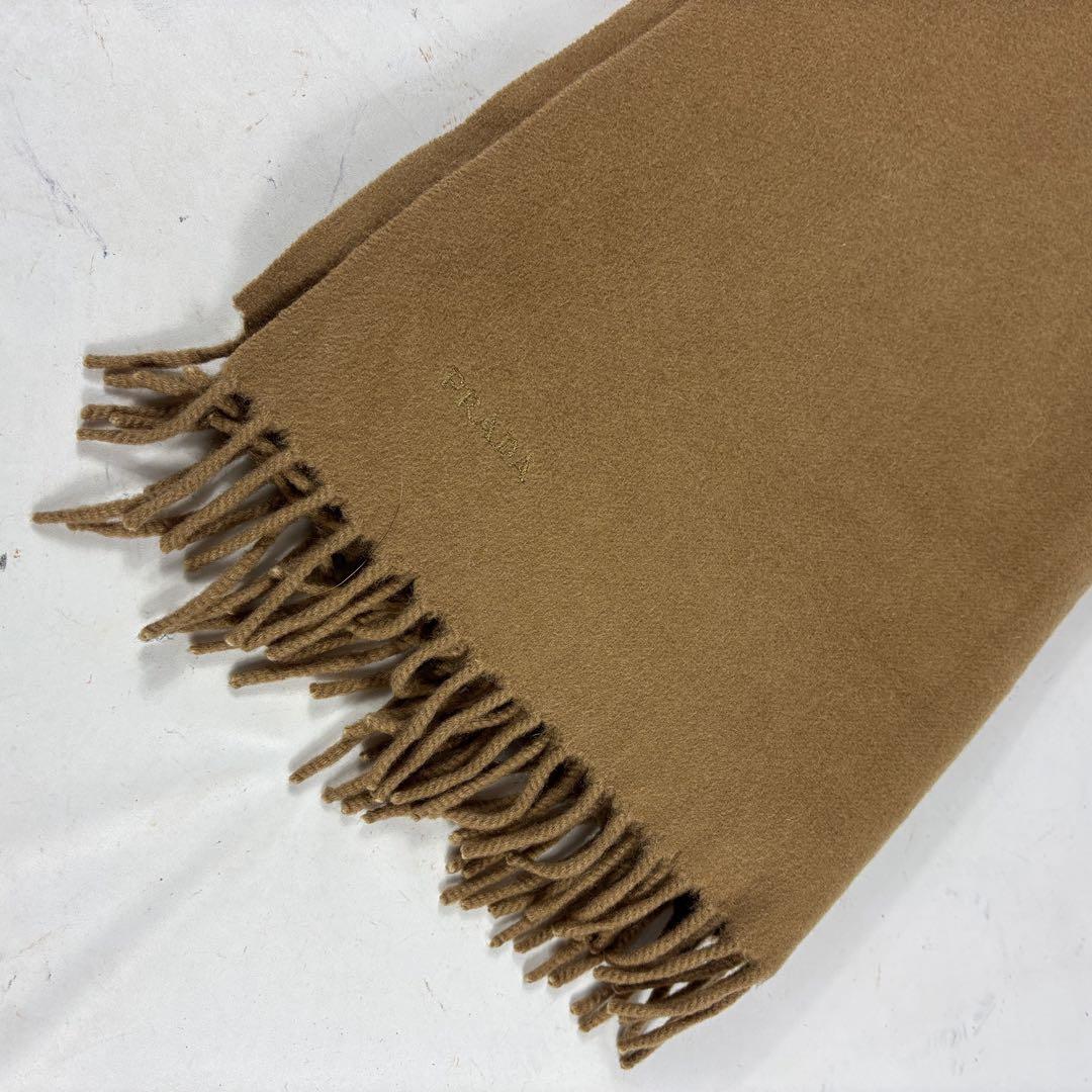 PRADA 　プラダ フリンジ付きマフラー 　ブラウン　イタリア製