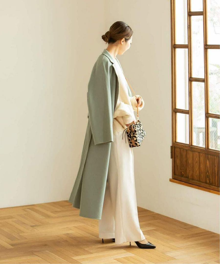 NOBLE 定価7万円 配色Iラインロングチェスターコート