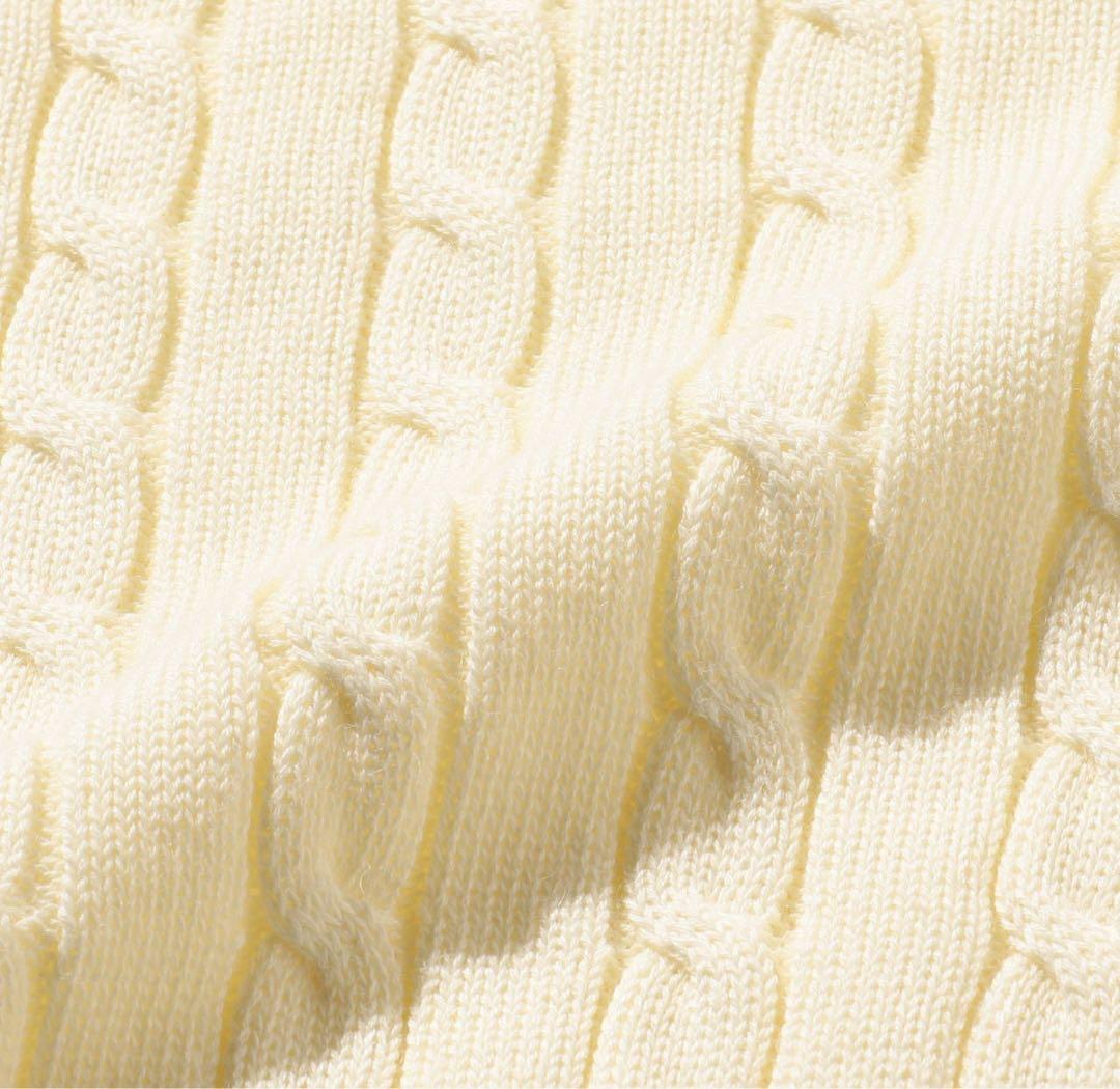 【BEAMS】半袖ケーブルニットポロシャツ Mサイズ オフホワイト