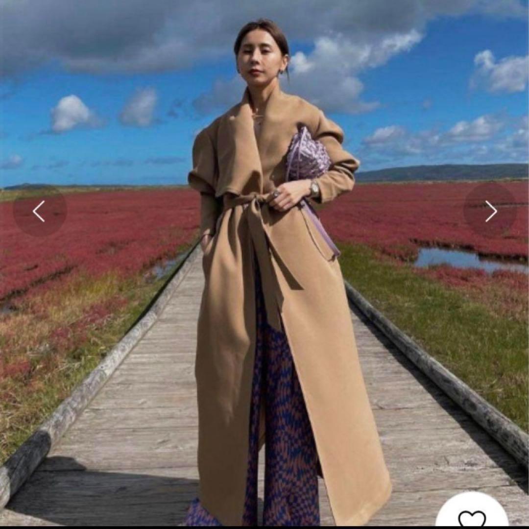 AMERI　BIG COLLAR TUCK SHOULDER COAT　キャメル