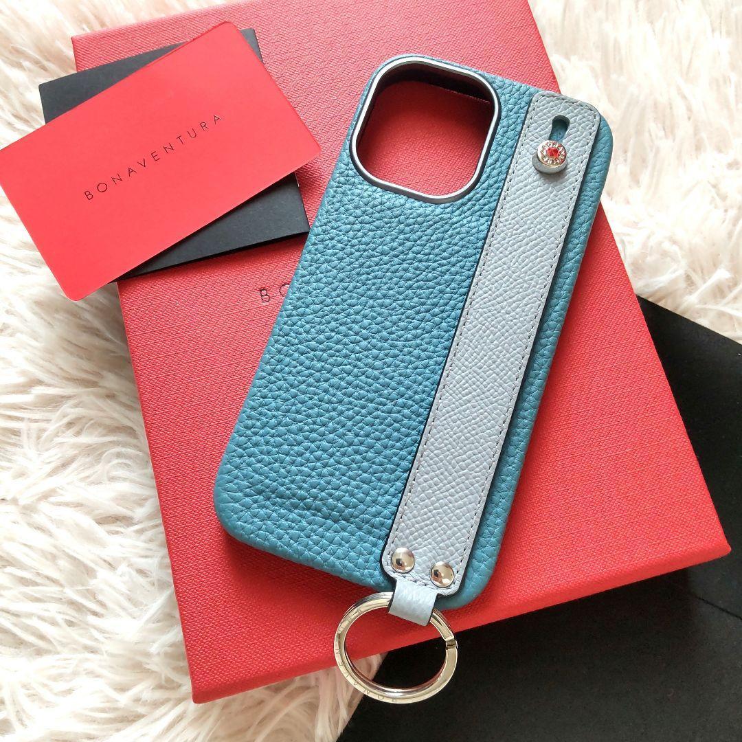 極美品✨BONAVENTURA iPhone 16 ハンドル付き 青 バイカラー