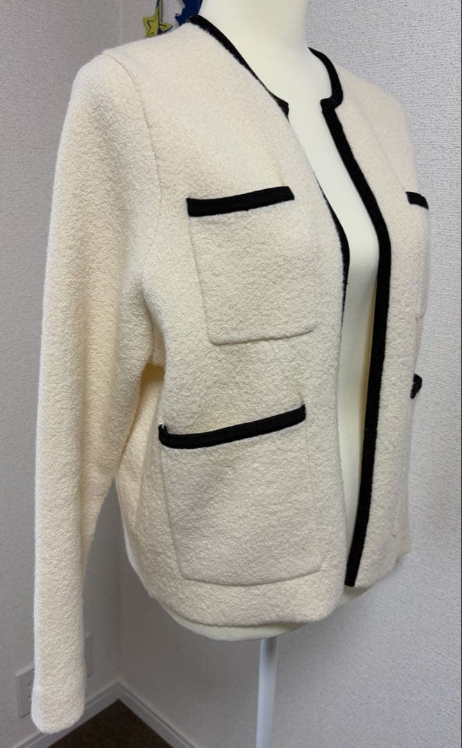 Ballsey ウールナイロンブークレー フロントオープンカーディガン