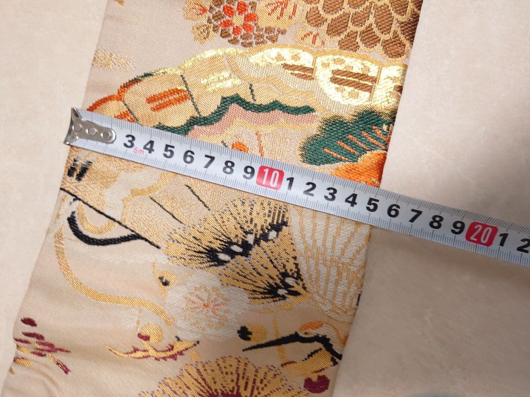 七五三　大人用袋帯からの作り帯　子供　1点物　鶴柄　アンティーク