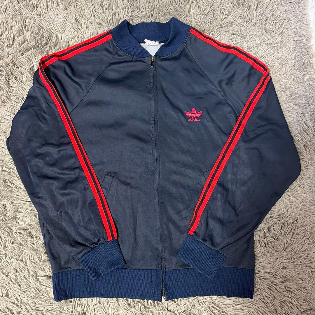 美品 80s adidas ネイビー レッド ストライプ ジャケット