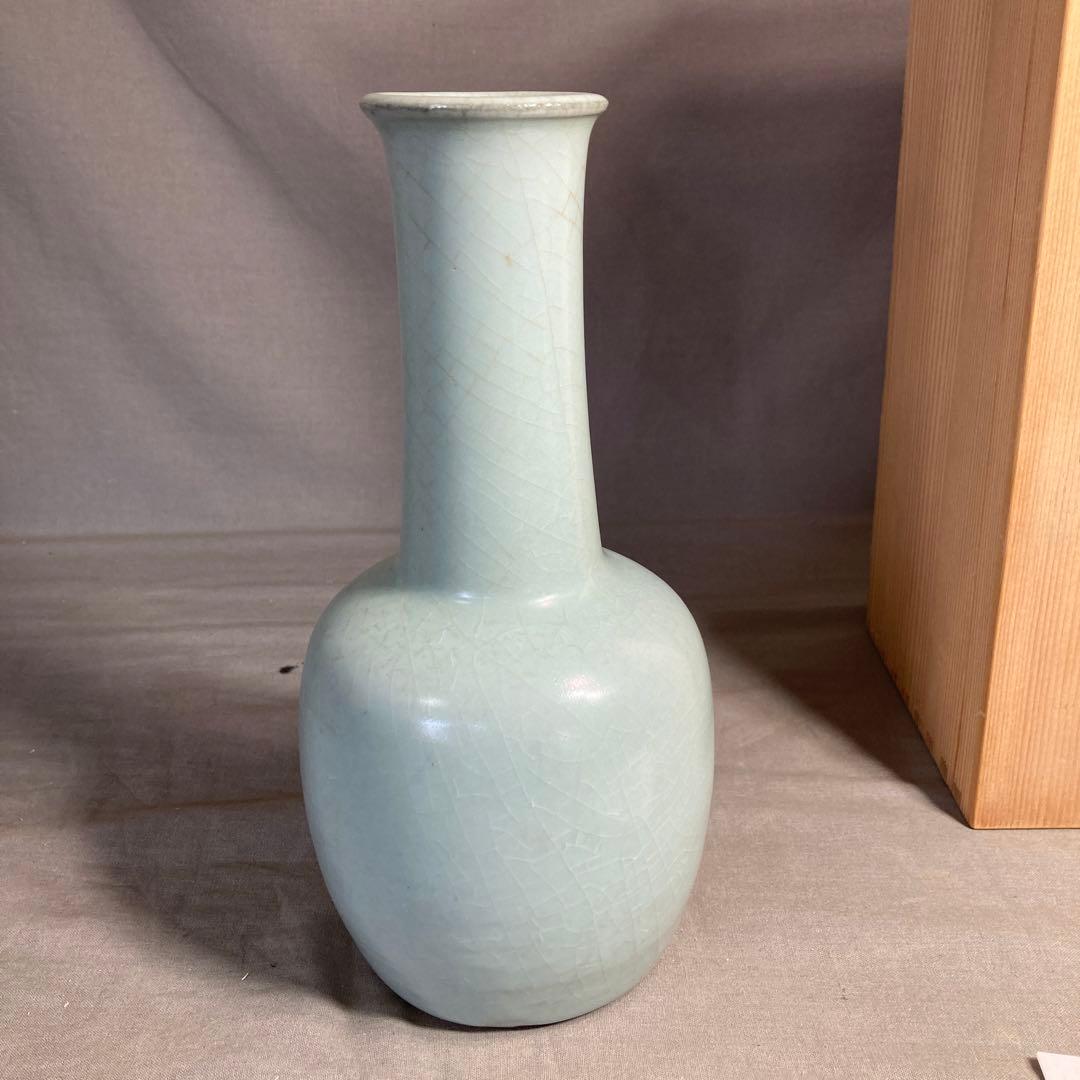 【マイティーコーチャンさん専用】中島ブルー　人間国宝　中島宏作　青磁　花入