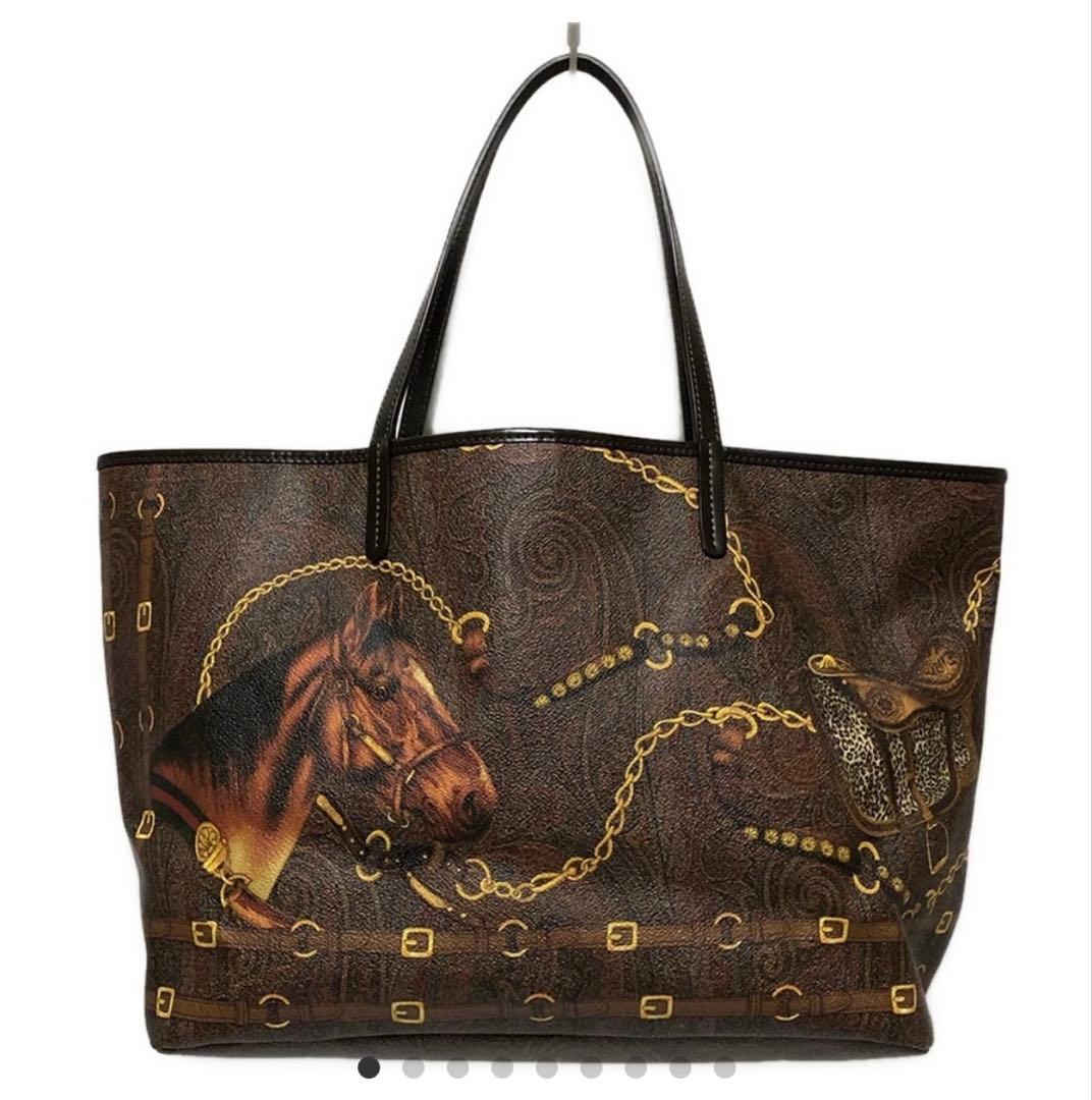 Etro エトロ トートバッグ ダークブラウン 馬