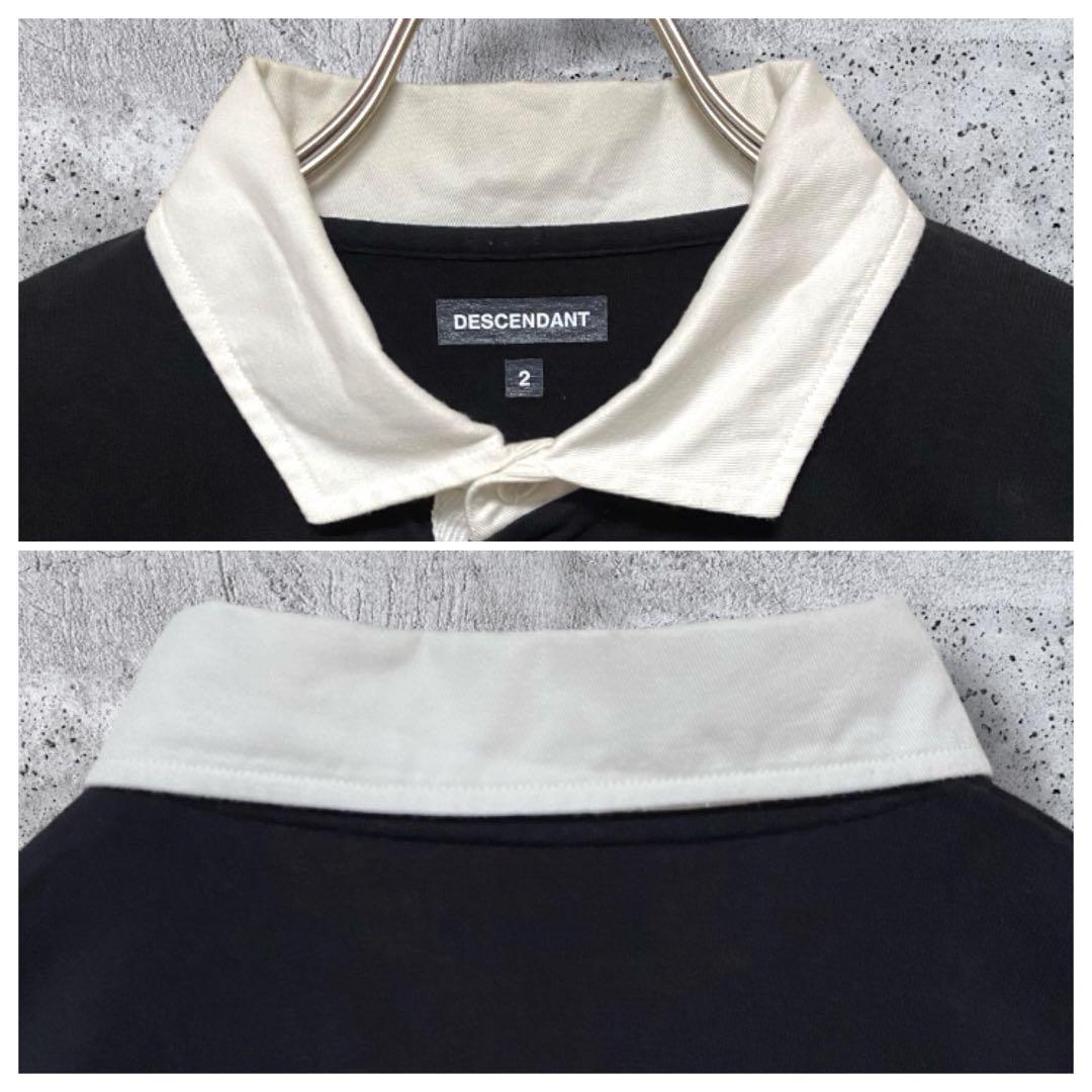 【ロゴ刺繍】DESCENDANT 長袖 ポロシャツ 黒 サイズ② XL相当 窪塚