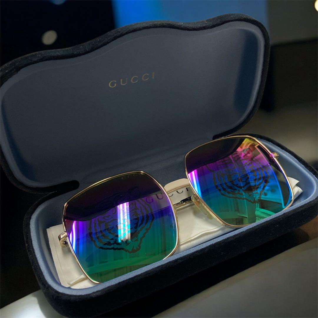 美品 GUCCI サングラス タイガーグラフィック ミラーアビエーターサングラス