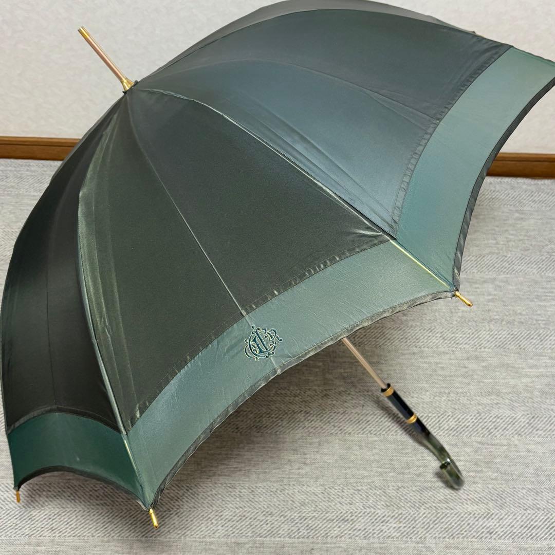 美品未使用　Christian Dior 旧ロゴ　晴雨兼用長傘　モスグリーン